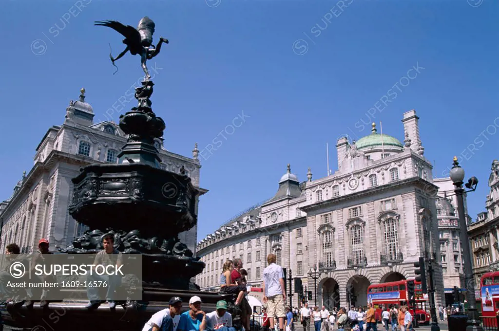 Piccadilly Circus & Eros Statue, London, England
