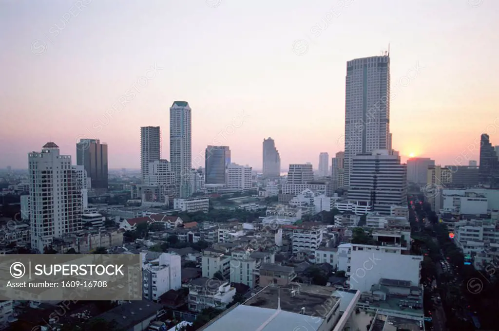 Thailand, Bangkok, City Skyline at Dusk