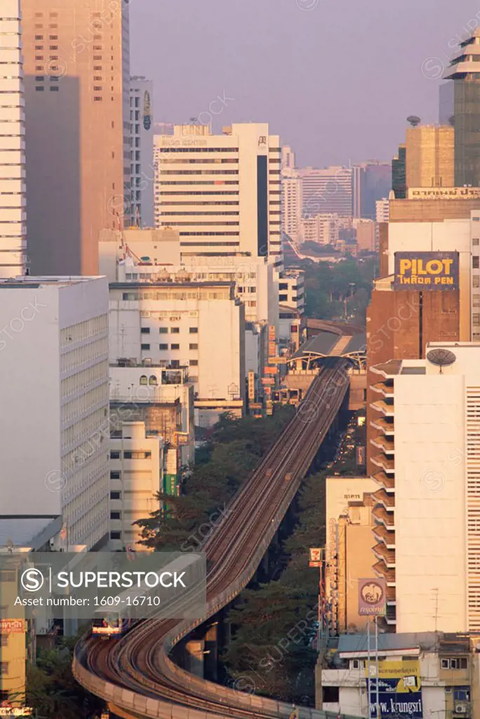 Thailand, Bangkok, Skytrain and Modern Buildings