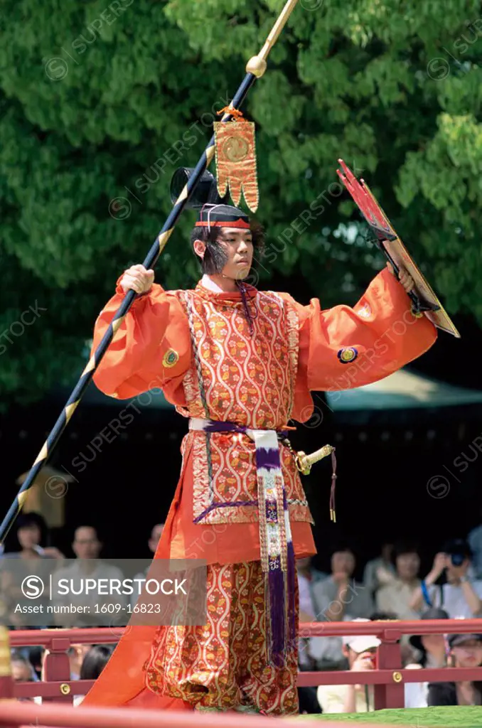 Japan, Tokyo, Meiji Jingu Shrine, Meiji Jingu Spring Grand Festival Celebration, Bugaku Dancer