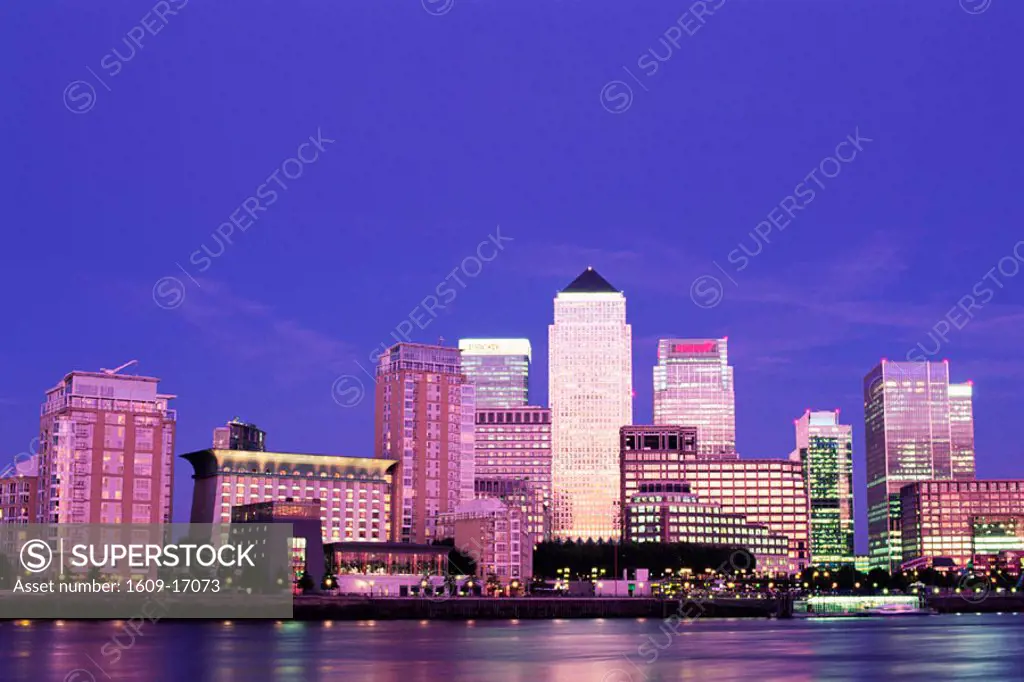England, London, Docklands, Canary Wharf and Docklands Skyline