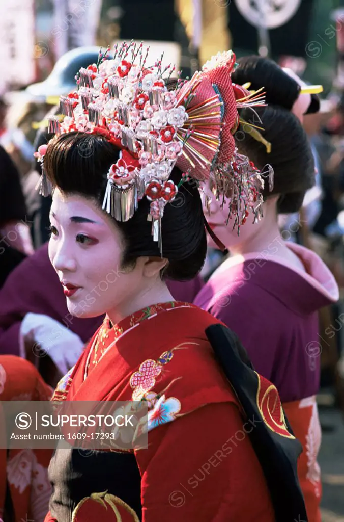 Japan, Honshu, Tokyo, Geishas at Jidai Matsuri Festival held Annually in November at Sensoji Temple Asakusa