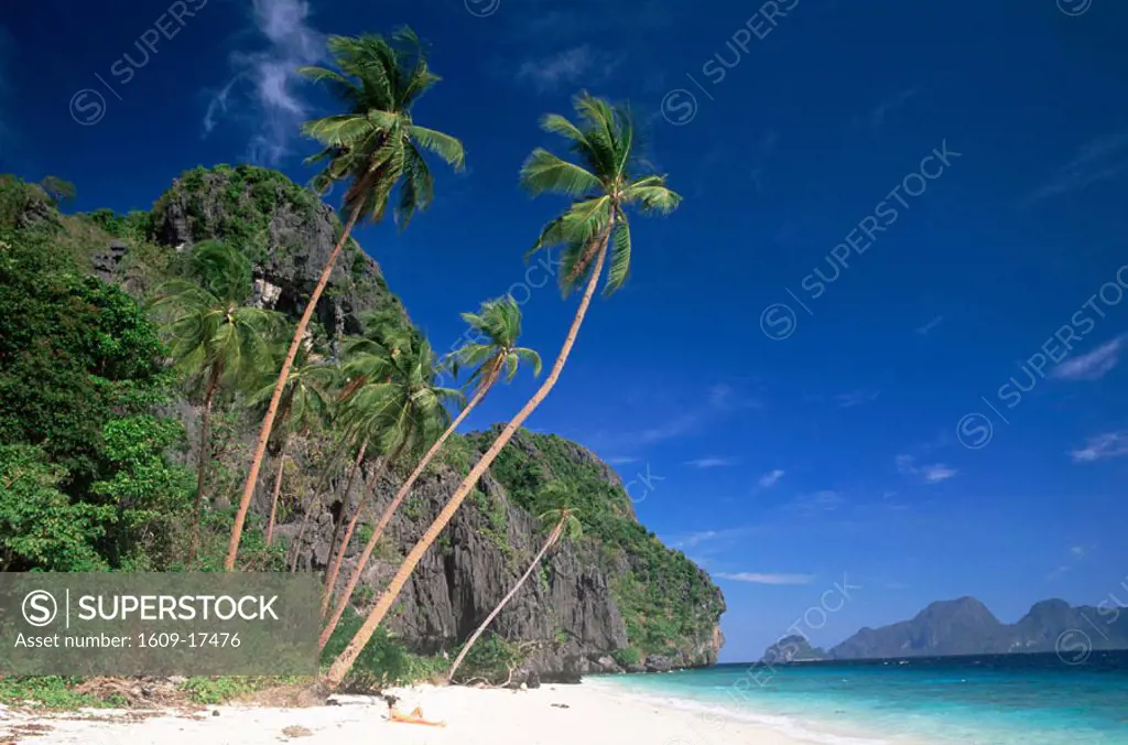 Philippines, Palawan, Bascuit Bay, El Nido, Entalua Island, Palm Beach