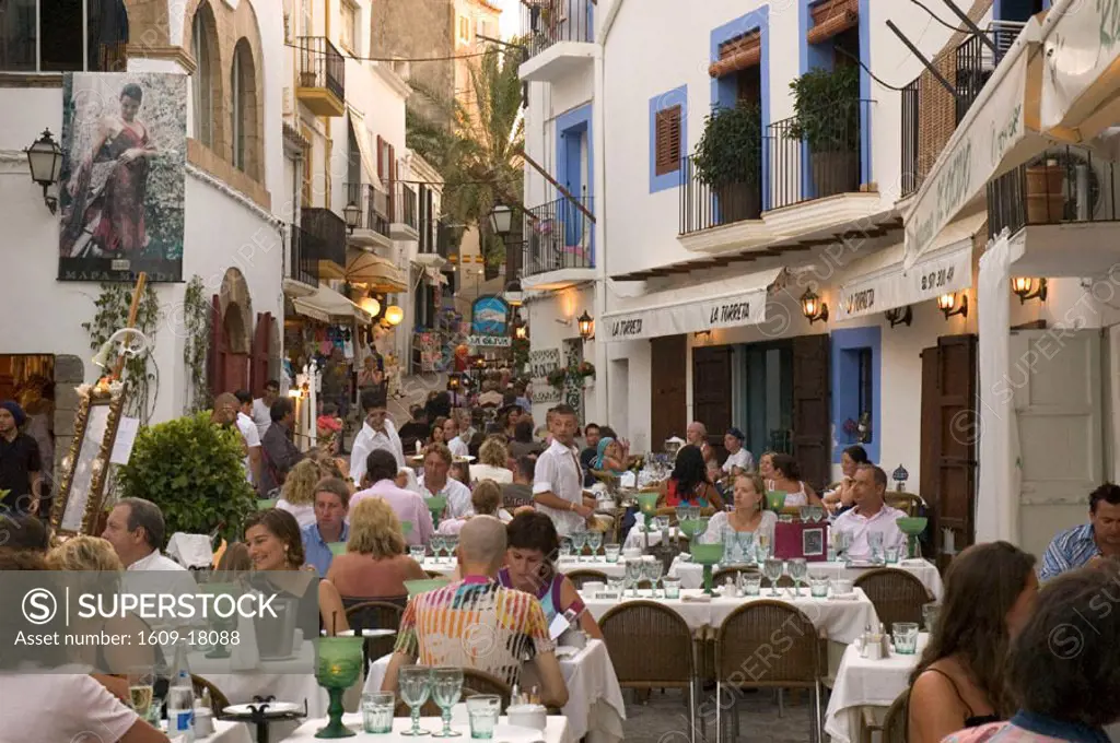 Restaurants, Placa da Villa, Ibiza Town, Ibiza, Spain