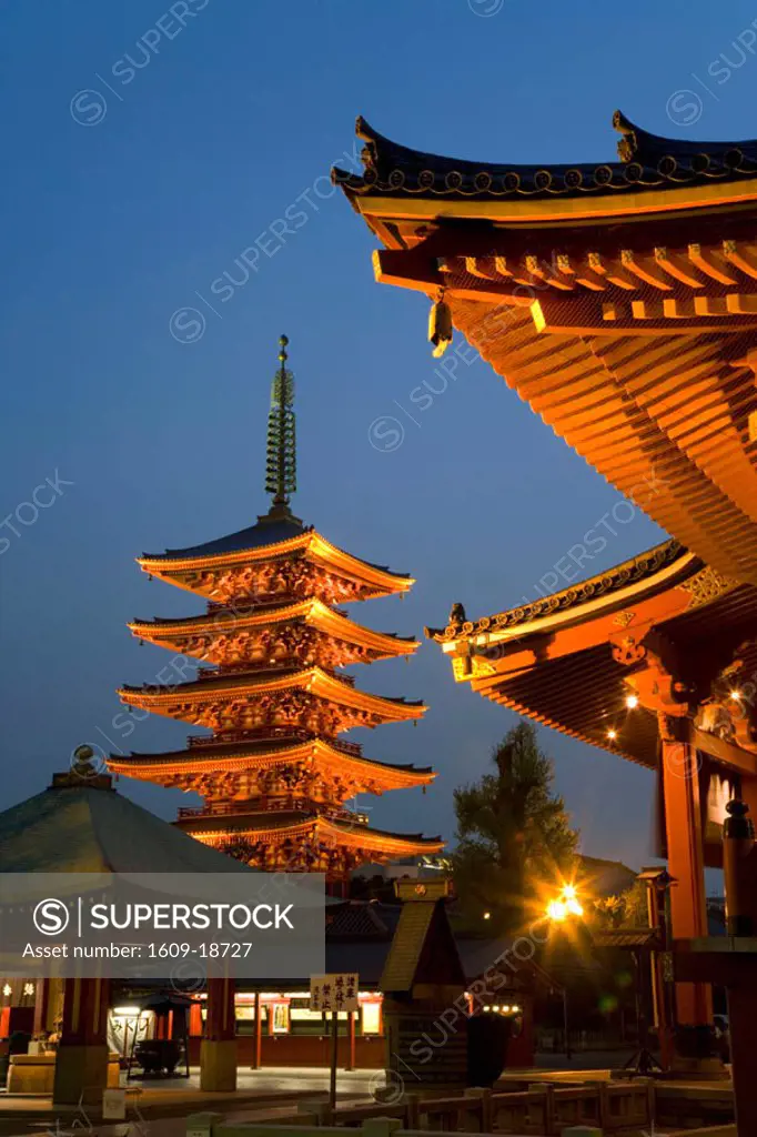 Senso-Ji temple & the Five-Storied Pagoda, Senso-ji temple, Asakusa, Tokyo, Japan