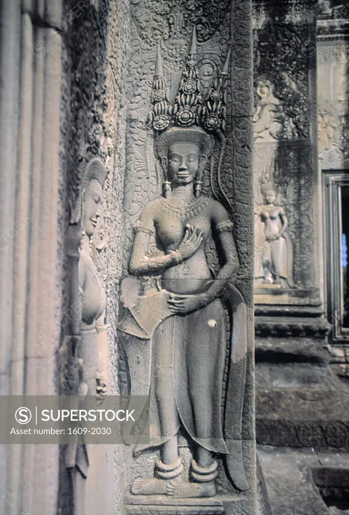 Bas Relief of Woman, Angkor Wat, Siem Riep, Cambodia