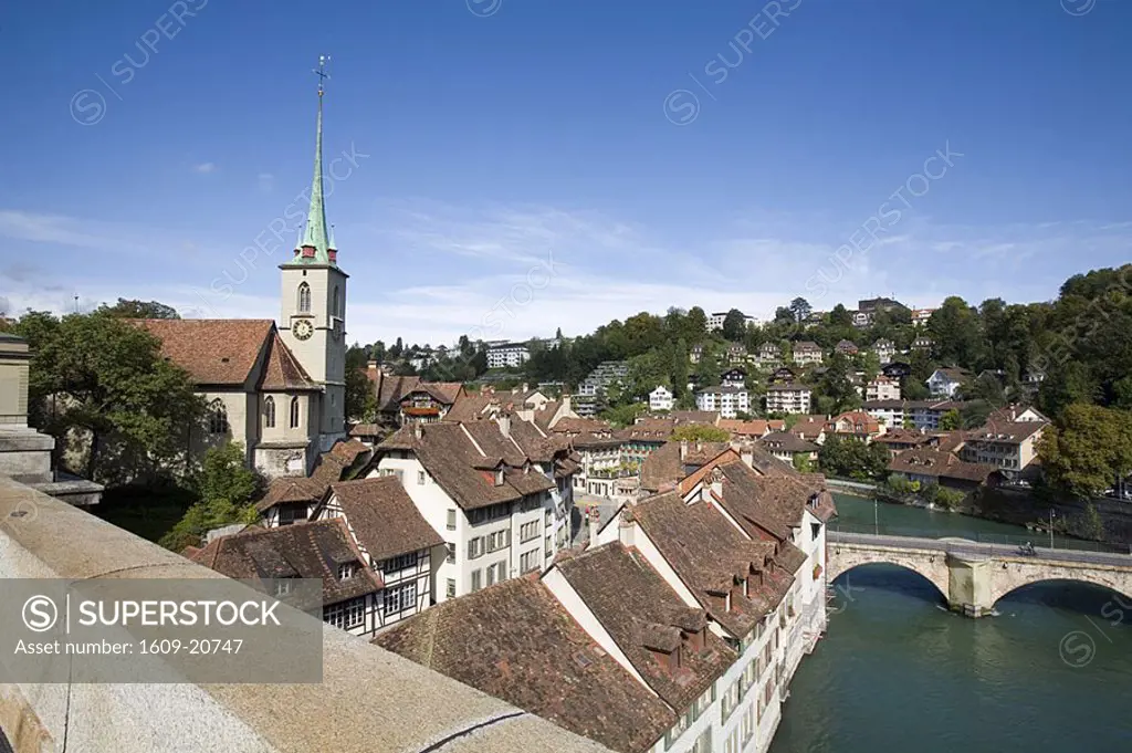 Church & River Aare, Bern, Berner Oberland, Switzerland