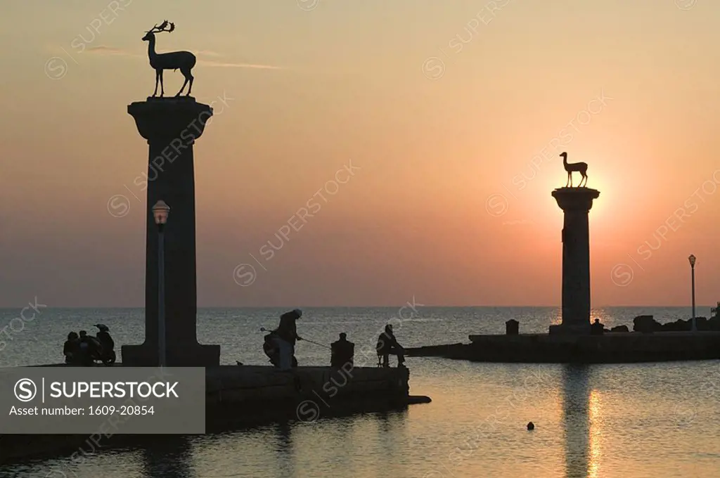 Stag Columns, Mandraki Harbour, Rhodes Town, Rhodes, Greece