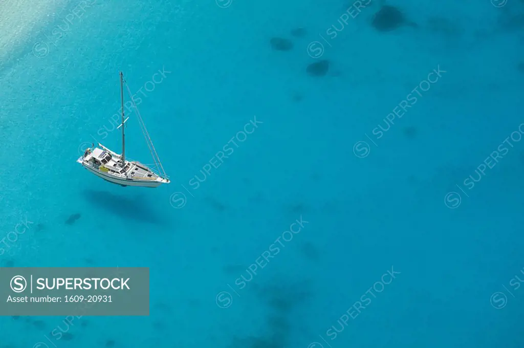 Boat off Shipwreck Navagio Beach, Zakynthos, Ionian Islands, Greece