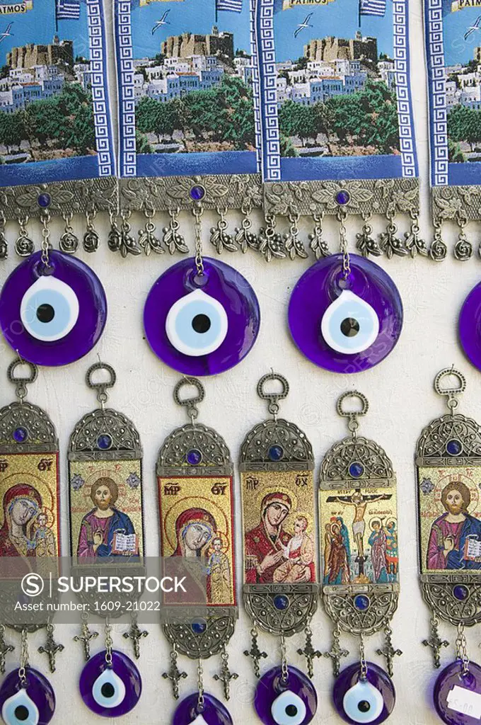 Souvenirs and Evil Eyes, Monastery of St  John the Theologian, Hora, Patmos, Greece