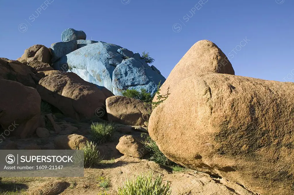 Painted Rocks work of Belgian Artist Jean Veran, Aguerd Oudad, nr Tafraoute, Anti Atlas, Morocco