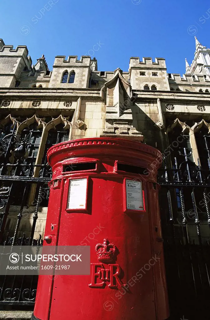 England, London, Letterbox and Westminster Abbey in Background