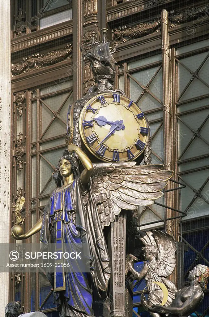 England, London, Oxford Street, Selfridges Department Store, Art Deco Clock