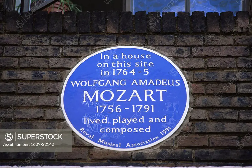 England, London, Mozart Residence Blue Plaque