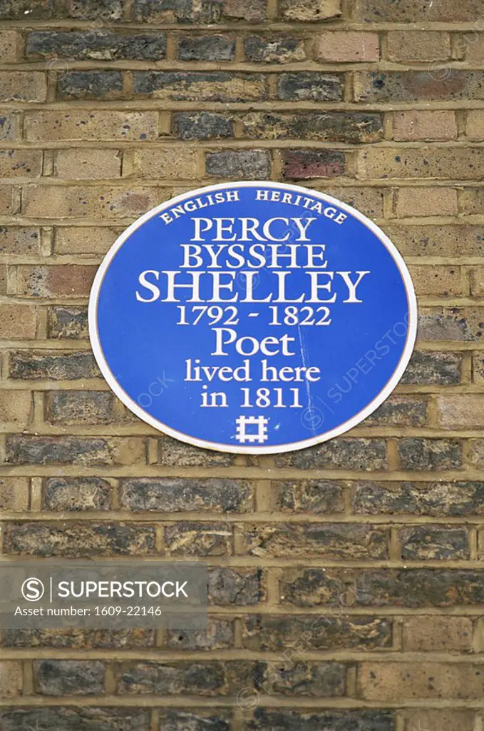 England, London, Shelley Blue Plaque