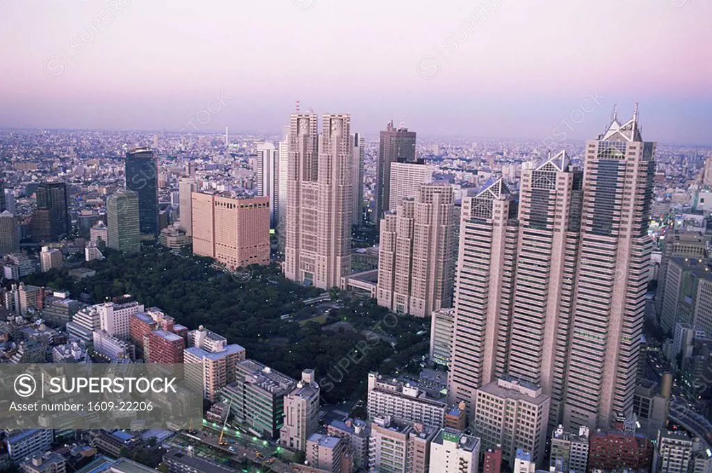 Japan, Tokyo, Shinjuku, Tokyo Gas Buildings & Tokyo City Hall