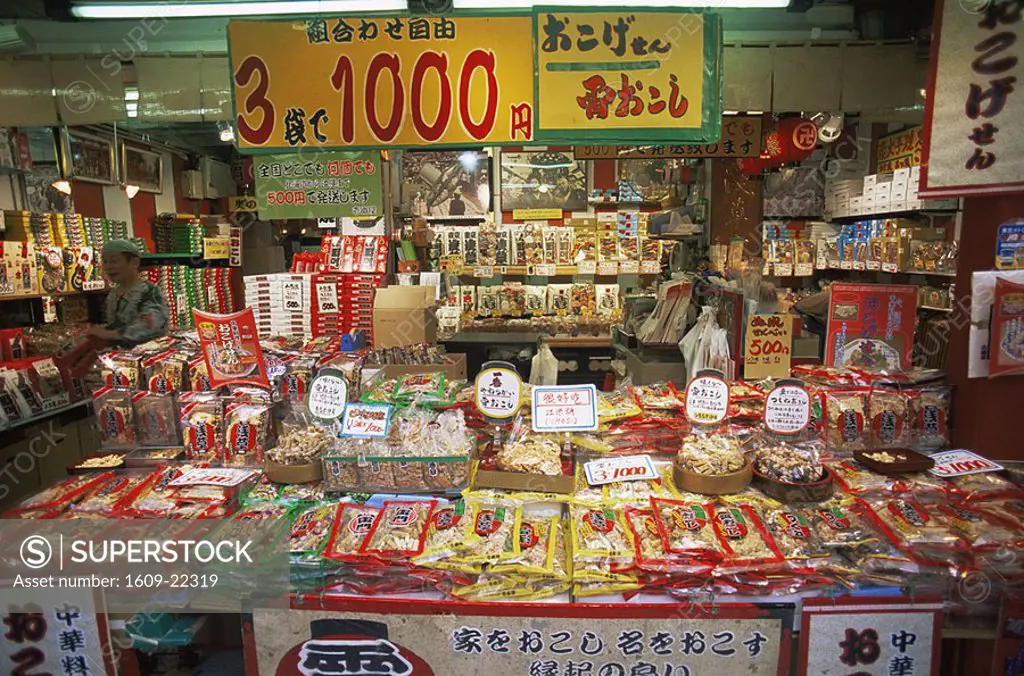 Japan, Tokyo, Asakusa Kannon Temple, Nakamise Dori, Traditional Japanese Sweet Store