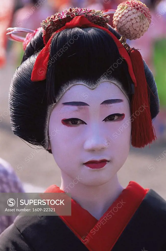 Japan, Tokyo, Young Girl Dressed as a Geisha, Jidai Matsuri Festival, Sensoji Temple Asakusa