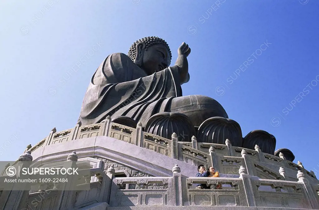 China, Hong Kong, Lantau, The Worlds Largest Outdoor Seated Bronze Buddha Statue at the Po Lin Monastery