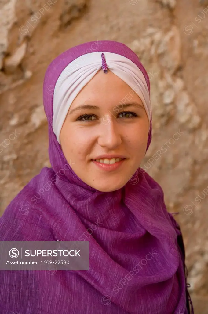Muslim woman wearing traditional clothing, Mostar, Bosnia and Herzegovina