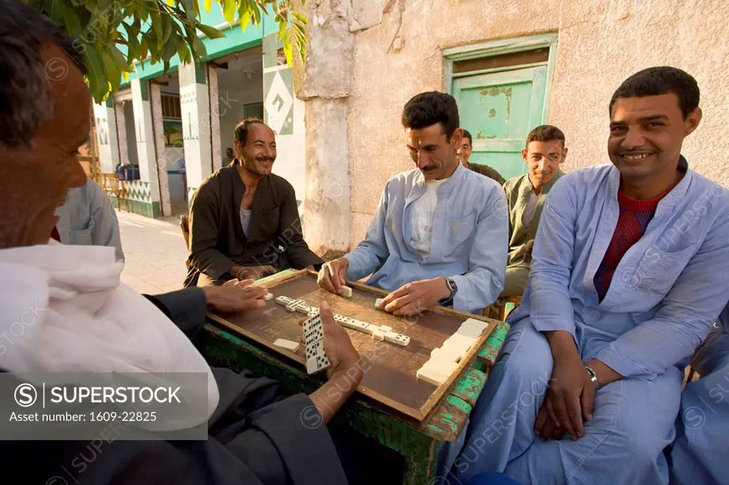 Egyptian men playing domino, Old City of Mut, Dakhla Oasis, Egypt