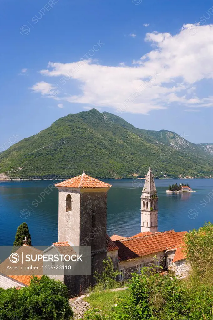 Church of St Nikola and the Island of St George, Perast, Bay of Kotorska, Montenegro