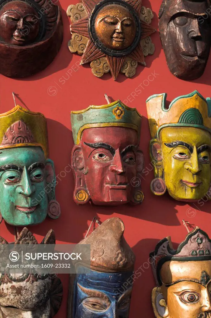 Nepal, Kathmandu, Swayambunath Stupa Monkey Temple Masks for sale