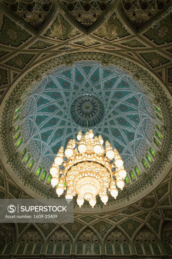 Oman, Muscat, Al-Ghubrah, Grand Mosque, Main Hall Chandelier