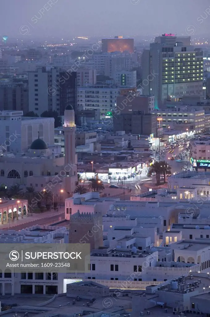 Qatar, Doha, Aerial View of Ali bin Abdullah Stree