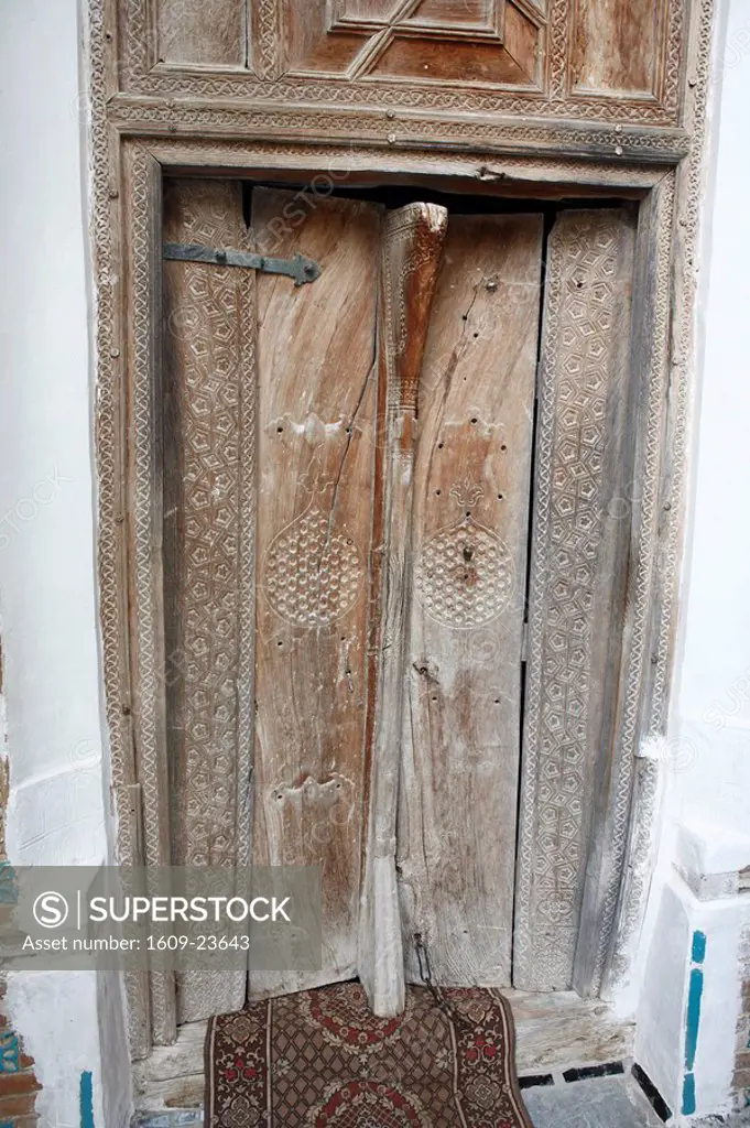 Old wooden door, Mosque ´mausoleum´ of Muhammad Boshoro, Mazar-e Sharif, Tajikistan