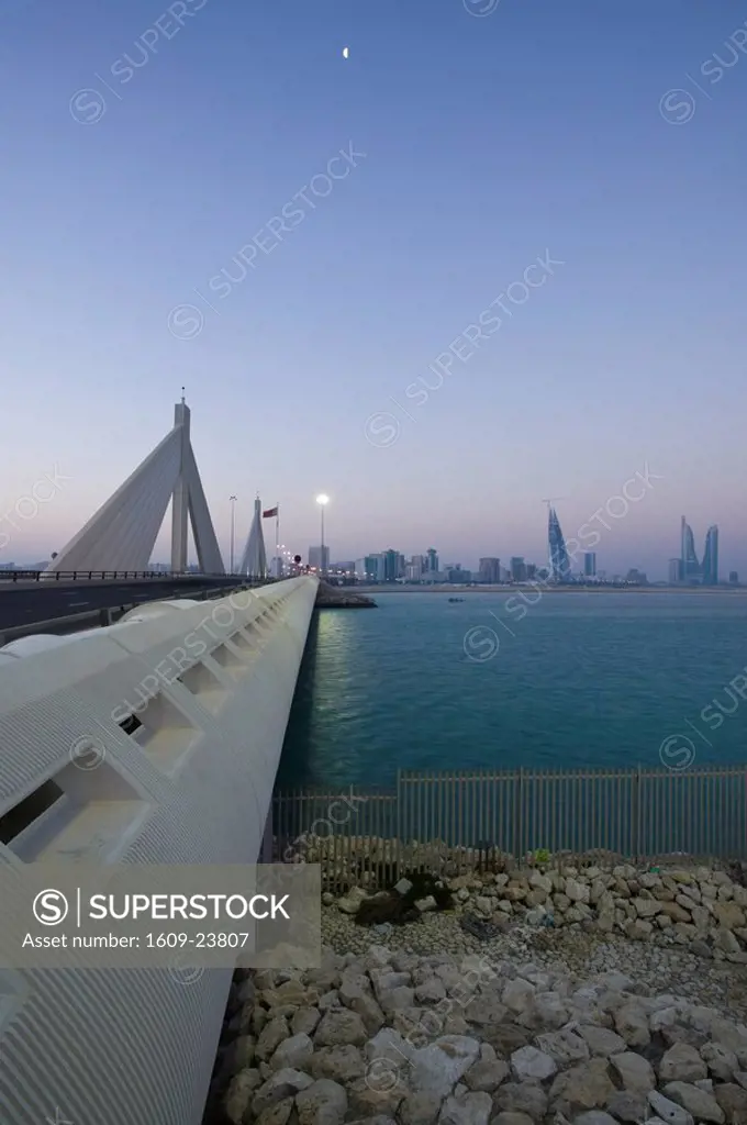 Bahrain, Manama, Sheikh Isa Causeway Bridge between Manama and Muharraq Island