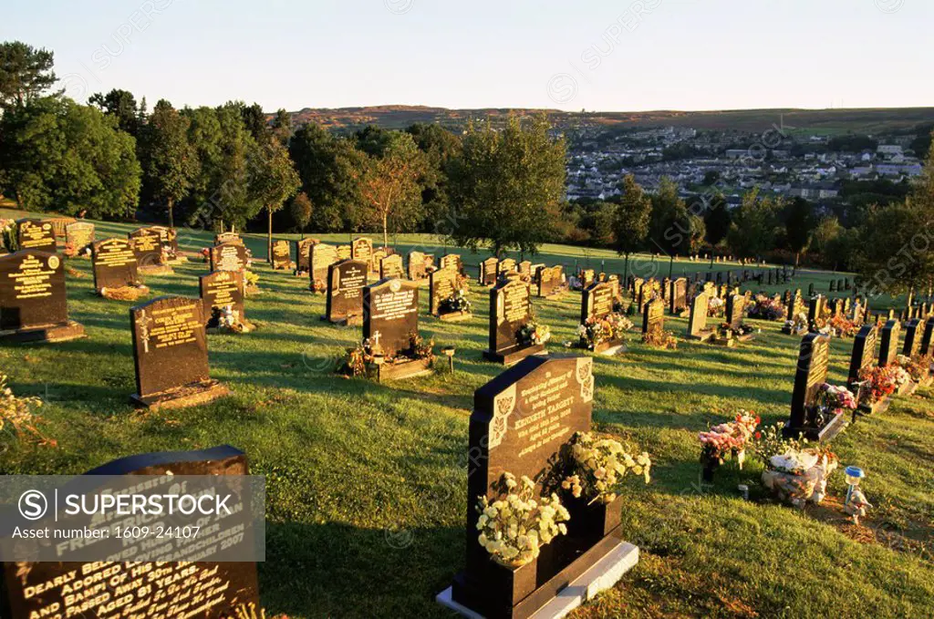 UK, Wales, Monmouthshire, Blaenavon, Graveyard Tombstones