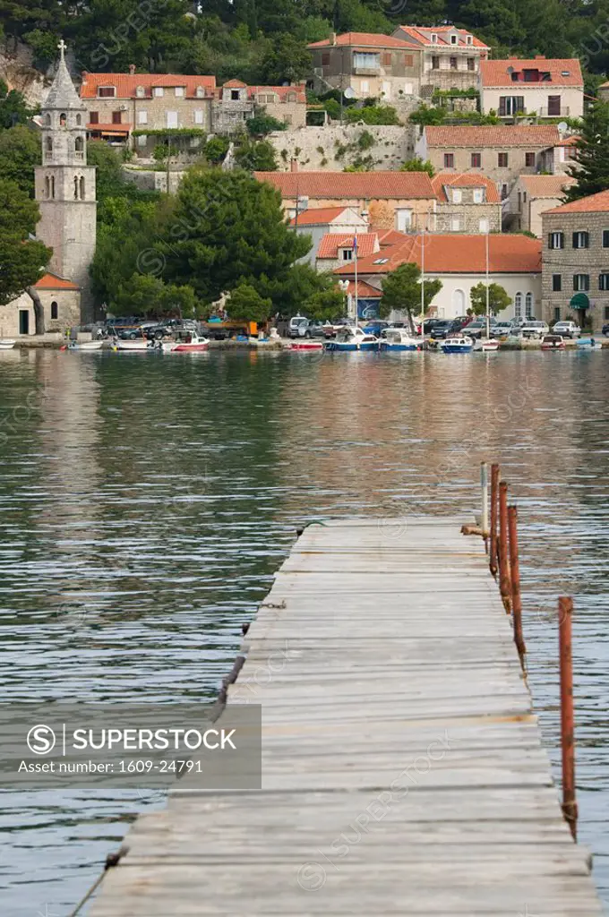Croatia, Southern Dalmatia, Cavtat, Harbour & Monastery of Our Lady of the Snow