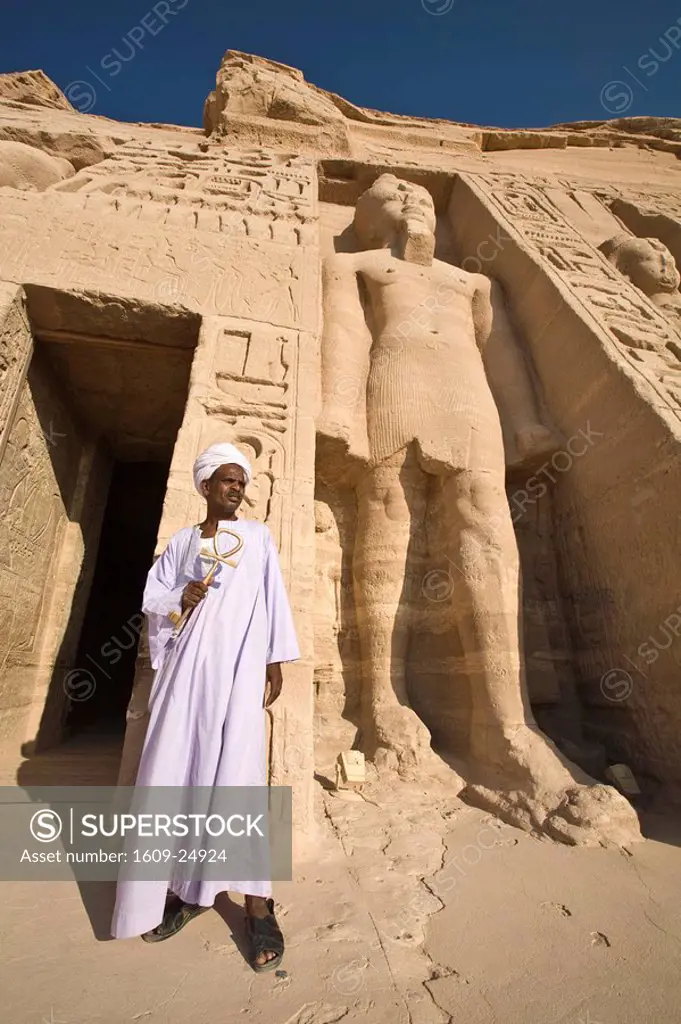 Man holding Ankh, Temple of Hathor, Abu Simbel, Aswan, Egypt