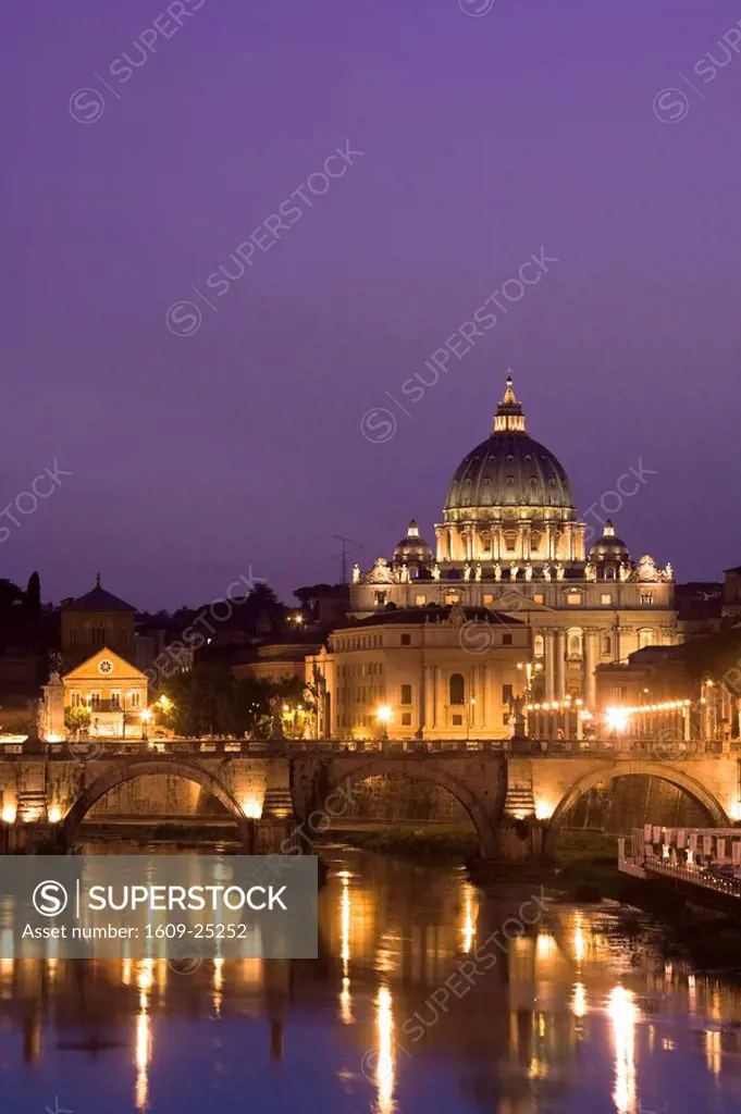 St Peter´s Basilica and Ponte Sant´Angelo, Rome, Italy