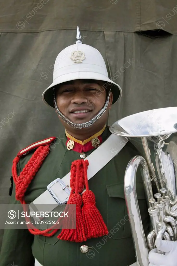 New Caledonia, Grande Terre Island, Noumea, Army Day Festival, Army of Tonga Marching Band member