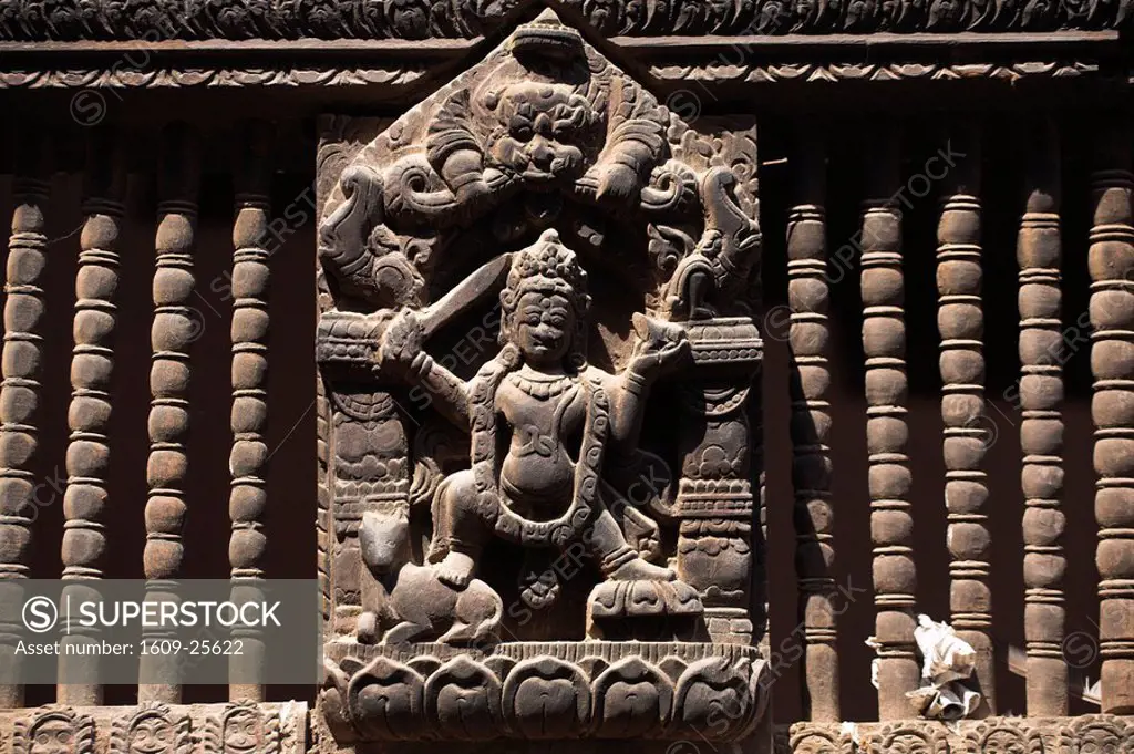 Nepal, Kathmandu, Hanuman_Dhoka Durbar Square, UNESCO World Heritage Site Temple wood carvings