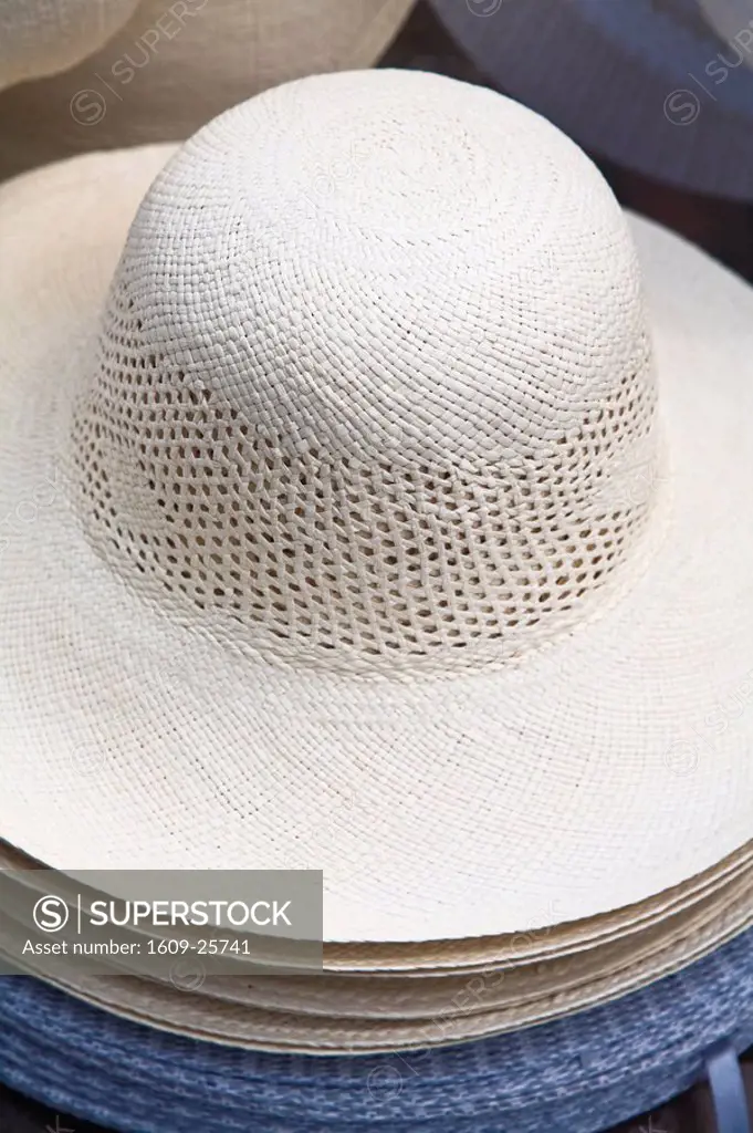 Panama, Panama City, Casco Viejo San Felipe, Panama hats for sale