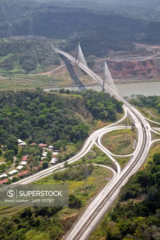 Panama, Panama City, Centenario Bridge Puente Centenario and the Panama Canal