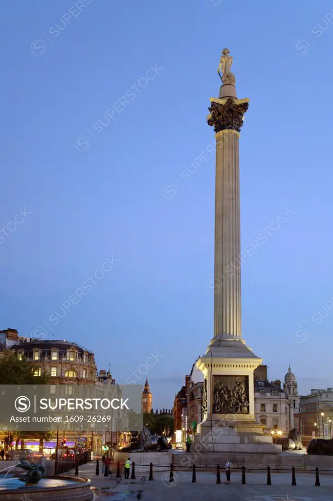 Big Ben, Nelson Column, Trafalgar Square, London, England