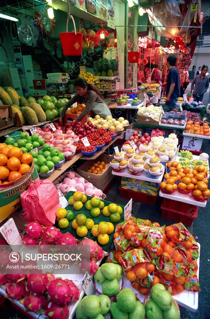 China, Hong Kong, Wan Chai, Fruit Stall in Street Market