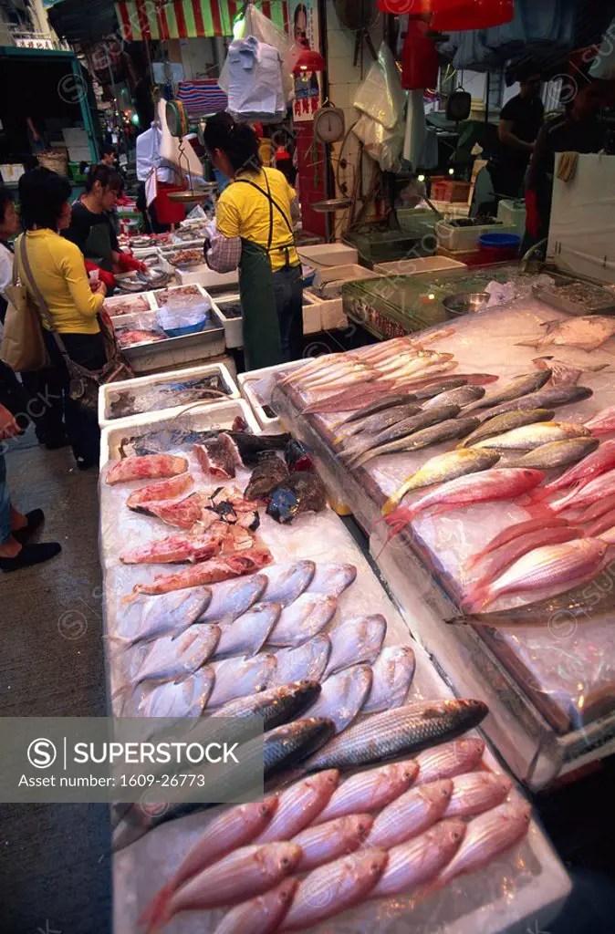 China, Hong Kong, Wanchai, Wet Fish Market Display