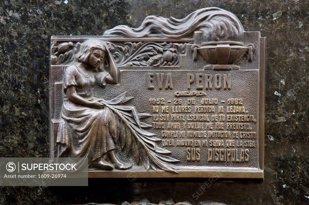 Evita Peron, Duarte family tomb, Cementerio de Recoleta, Buenos Aires, Argentina