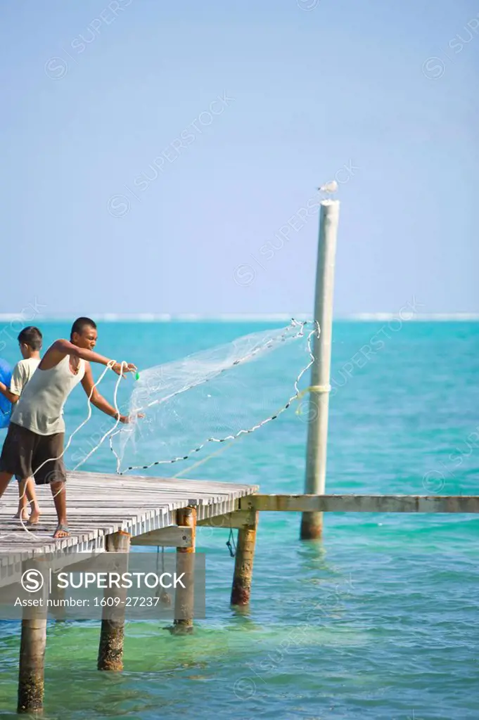 Net fishing, Caye Caulker, Belize