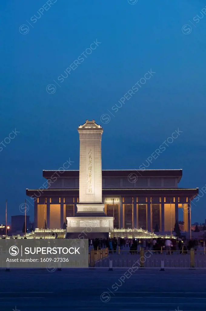 China, Beijing, Tiananmen Square, Monument to the People´s Heroes and Chairman Mao Memorial Hall