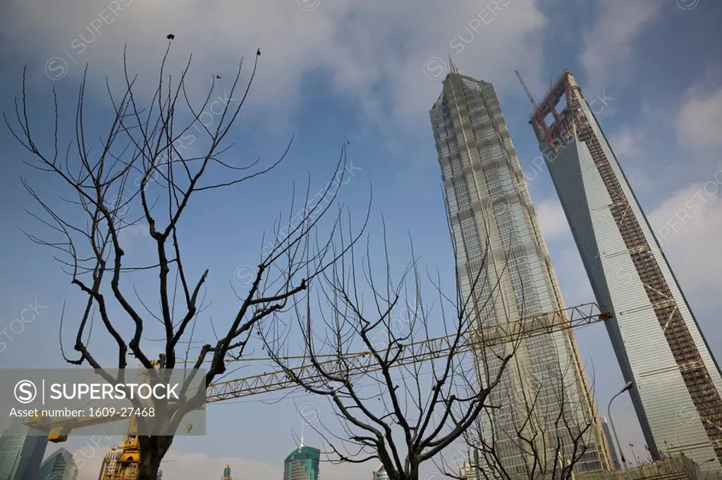 China, Shanghai, Pudong District, JIn Mao Tower and Shanghai World Financial Center China´s Tallest Building