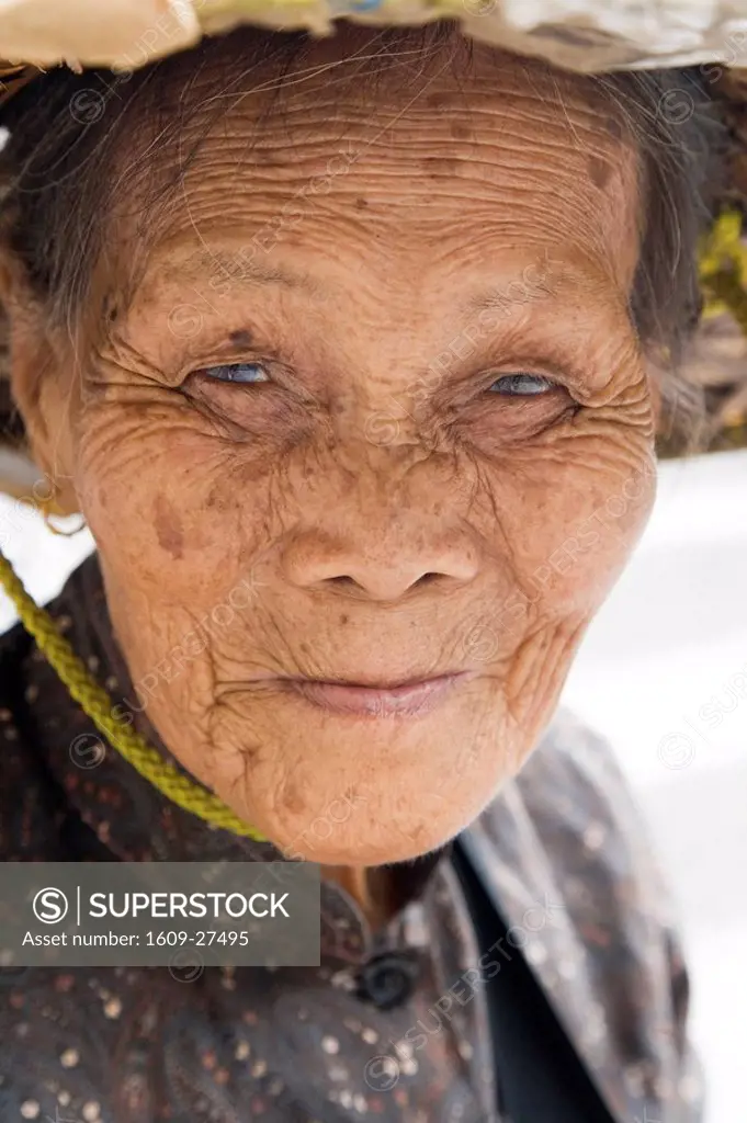 China, Macau, A Ma Temple, portrait of an elderly woman