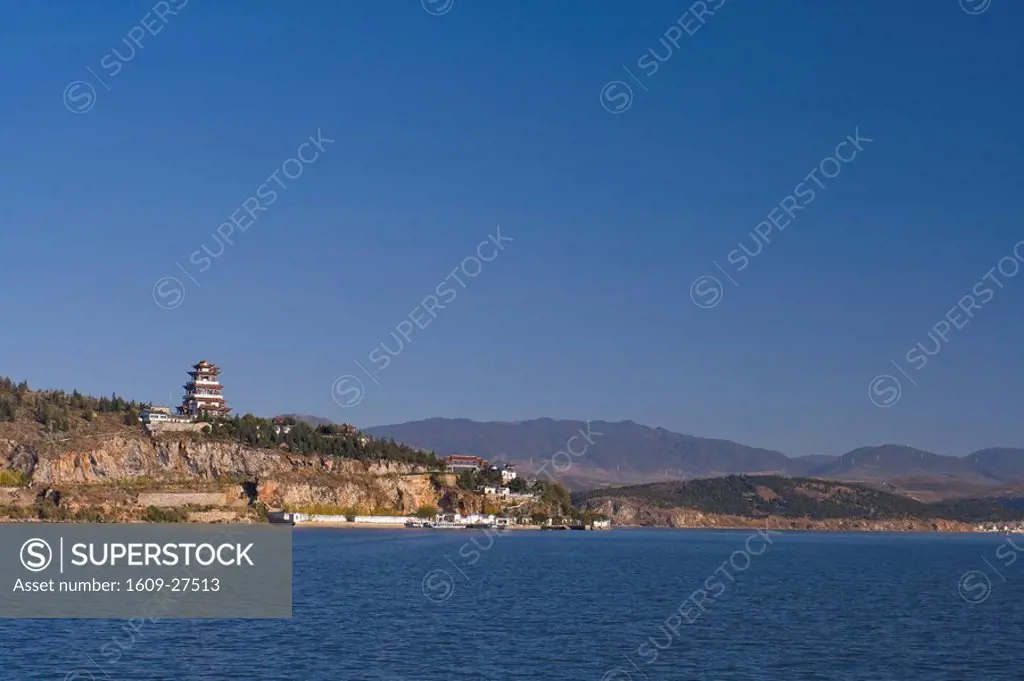 Erhai Hu Lake Ear Shaped Lake and Guanyin Pavillion, Dali, Yunnan Province, China