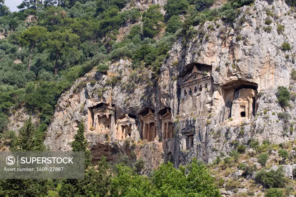 Turkey, Mugla Province, Dalyan/Kaunos, Lycian rock tombs