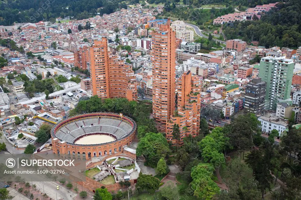 Colombia, Bogota, View of the Centro internacional, Plaza de Toros de Santa Maria, _ The Bull ring, The Planetario de Bogota, _ The Planerium, and Par...